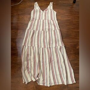 Marine Layer Striped Tiered Maxi Dress in Cream, Pink, Green